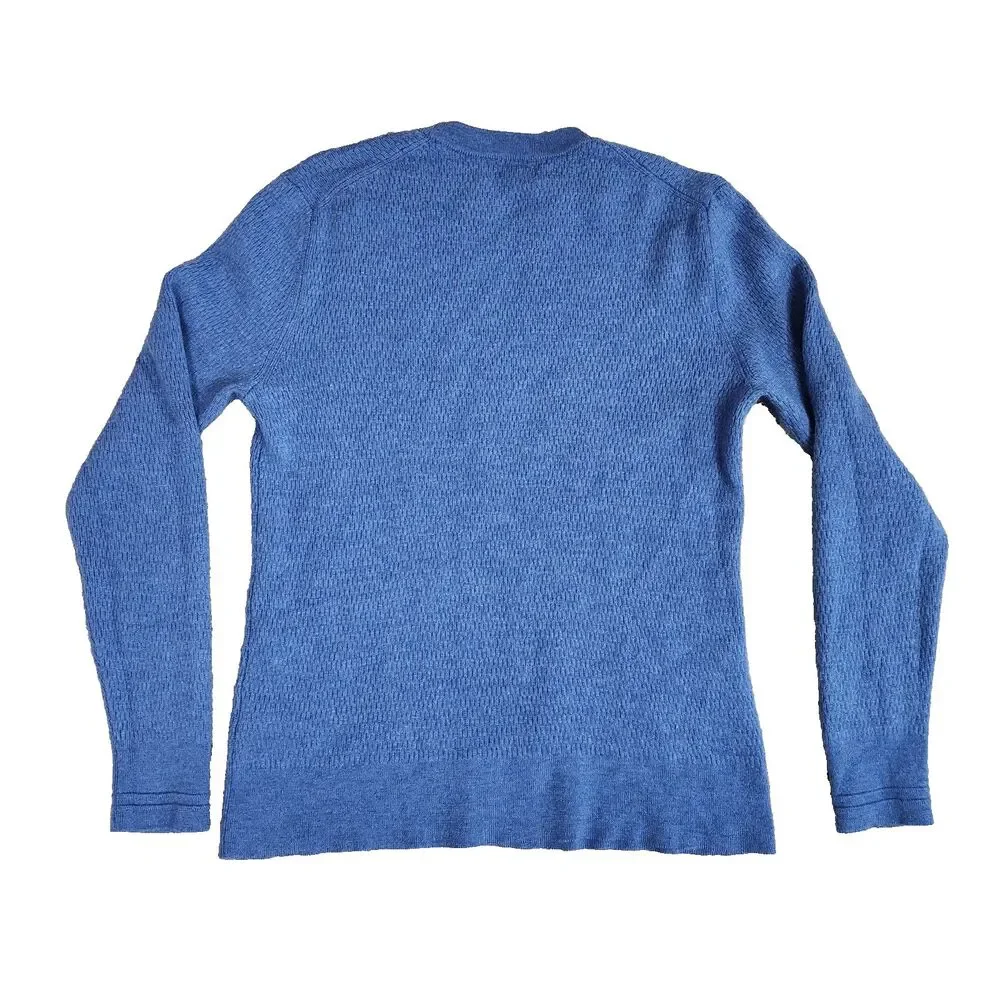 Banana Republic Extra Fine Merino Wool Thermal-Knit Crewneck Sweater Blue Mens L